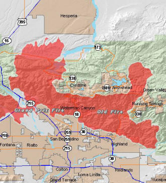 [Graphic]: Map graphic of Old Fire.